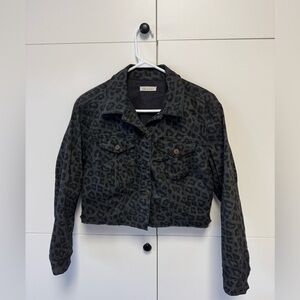 Altar’d State Black Leopard/Cheetah Denim Jacket